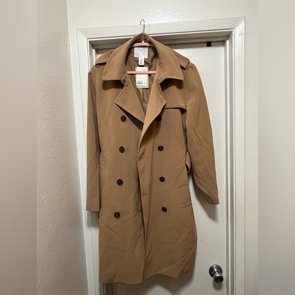 H&M Tan Double-Breasted Trench Coat